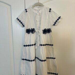 Ivy City Co White and Navy Floral Kids Dress